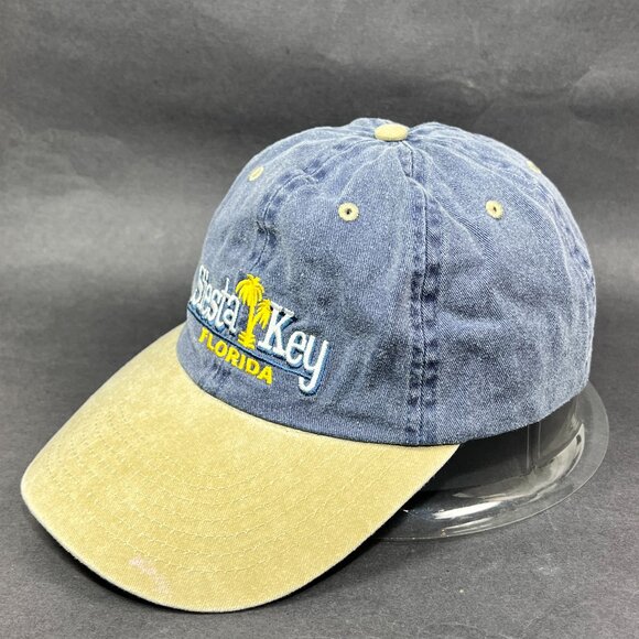 Siesta Key Florida Strap Back Hat Cap Distinctive Blue Distressed Souvenir Mens - Picture 2 of 12